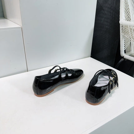 LES BALLERINES CELINE BABIES IN BLACK PATENT CALFSKIN