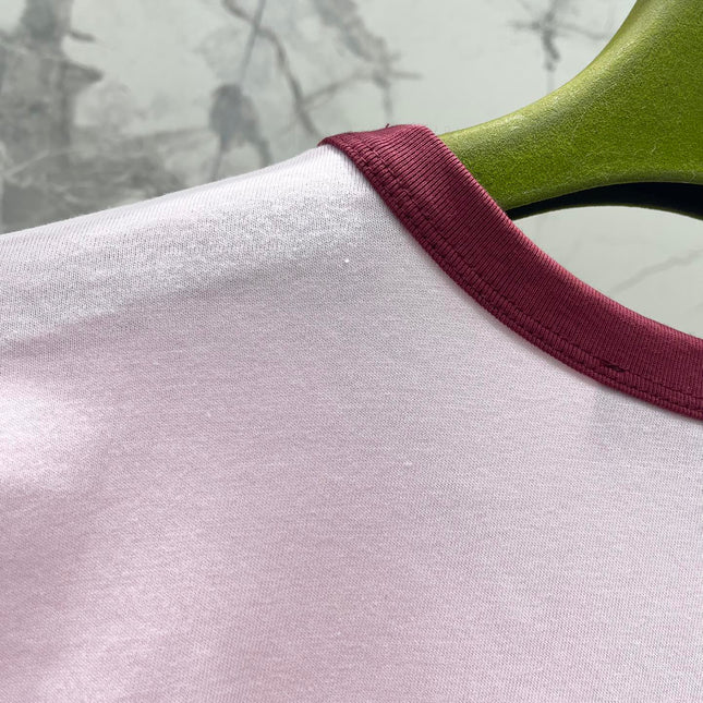 Gucci Embroidered Short Sleeves T-shirt Pink Cotton