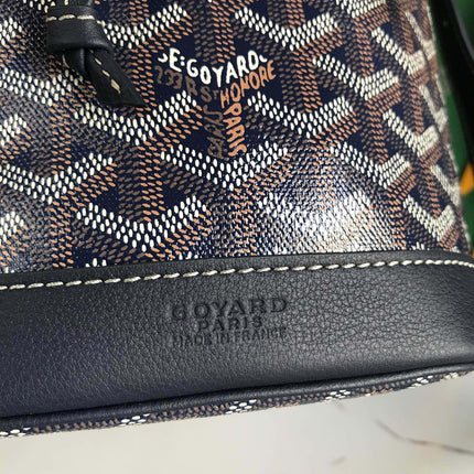 PETIT FLOT BUCKET BAG 22 IN NAVY BLUE GOYARDINE CANVAS AND LAMBSKIN TRIM