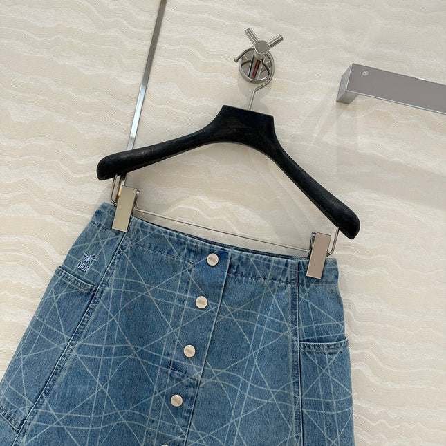 DIOR RETRO WASHED PLARETRO WASHED PLAID DENIM MINI SKIRT