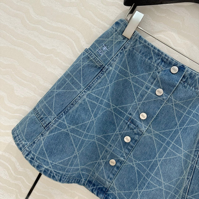 DIOR RETRO WASHED PLARETRO WASHED PLAID DENIM MINI SKIRT