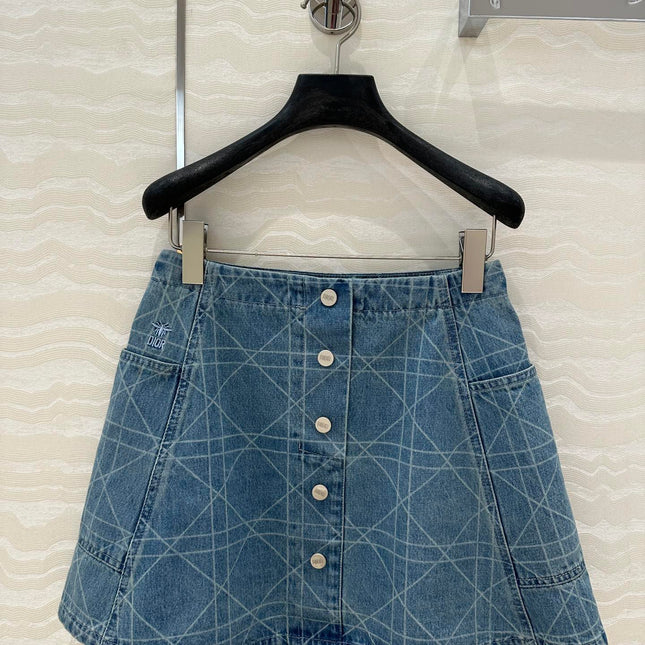 DIOR RETRO WASHED PLARETRO WASHED PLAID DENIM MINI SKIRT