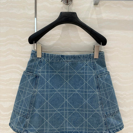 DIOR RETRO WASHED PLARETRO WASHED PLAID DENIM MINI SKIRT