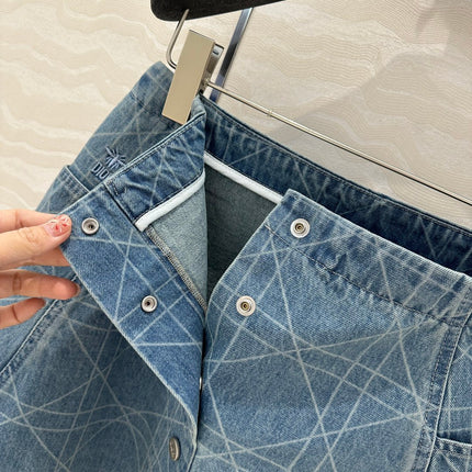 DIOR RETRO WASHED PLARETRO WASHED PLAID DENIM MINI SKIRT