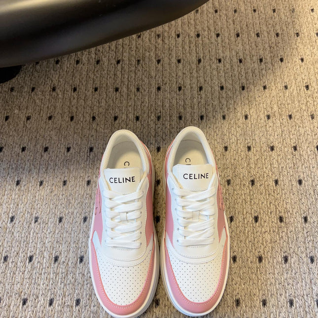 BLOCK SNEAKER WITH TRIOMPHE IN WHITE MIX BABY PINK CALFSKIN