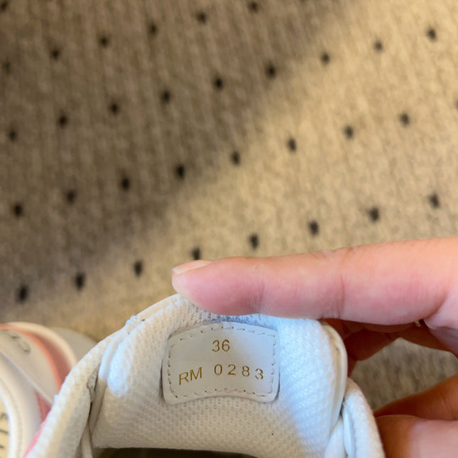 BLOCK SNEAKER WITH TRIOMPHE IN WHITE MIX BABY PINK CALFSKIN