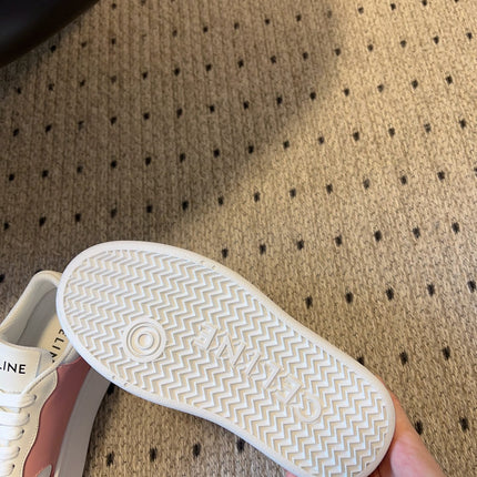 BLOCK SNEAKER WITH TRIOMPHE IN WHITE MIX BABY PINK CALFSKIN