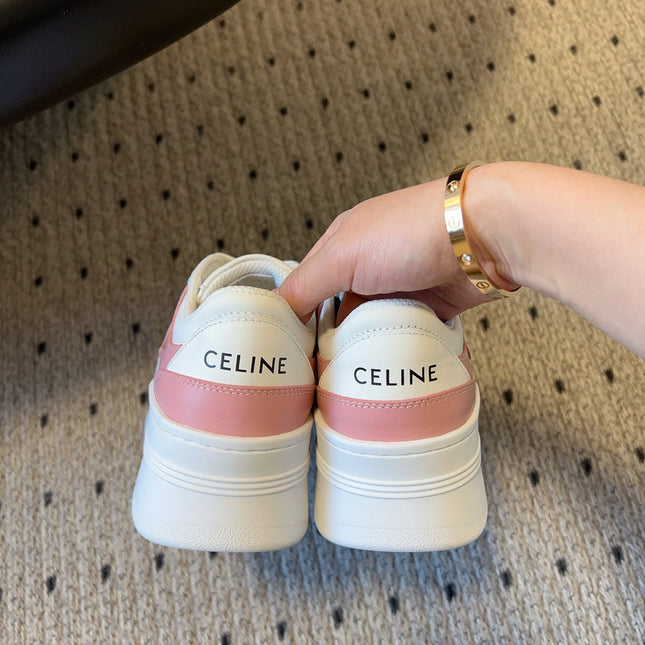 BLOCK SNEAKER WITH TRIOMPHE IN WHITE MIX BABY PINK CALFSKIN