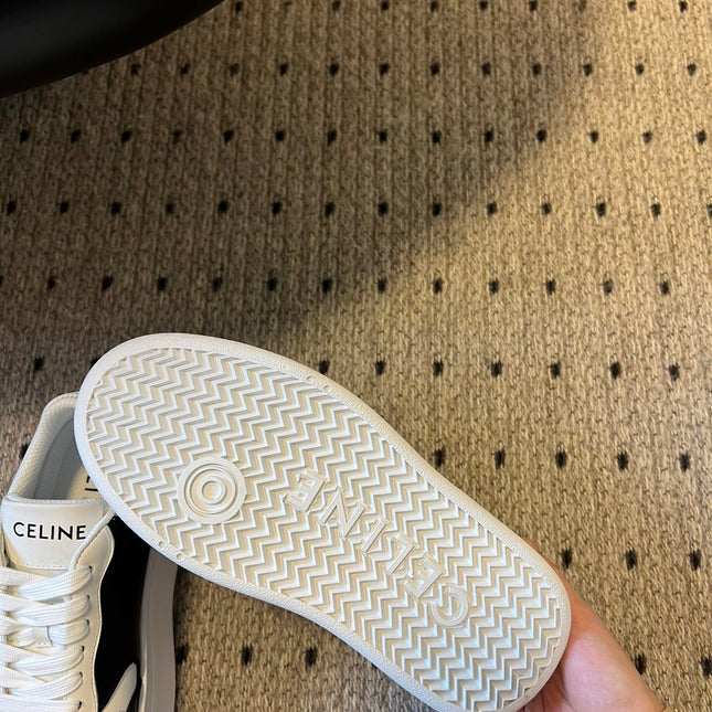 BLOCK SNEAKER WITH TRIOMPHE IN WHITE MIX BLACK CALFSKIN