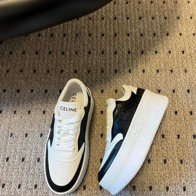 BLOCK SNEAKER WITH TRIOMPHE IN WHITE MIX BLACK CALFSKIN