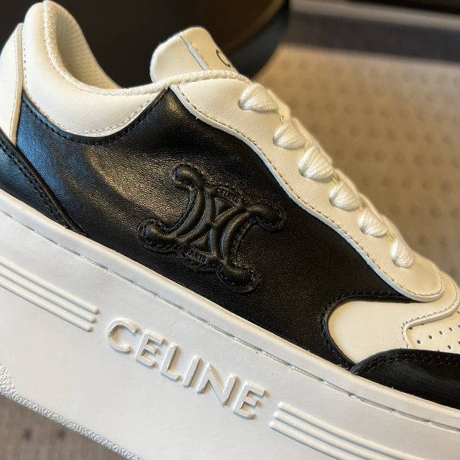 BLOCK SNEAKER WITH TRIOMPHE IN WHITE MIX BLACK CALFSKIN