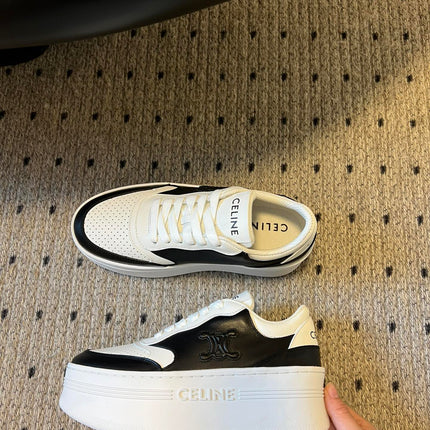 BLOCK SNEAKER WITH TRIOMPHE IN WHITE MIX BLACK CALFSKIN