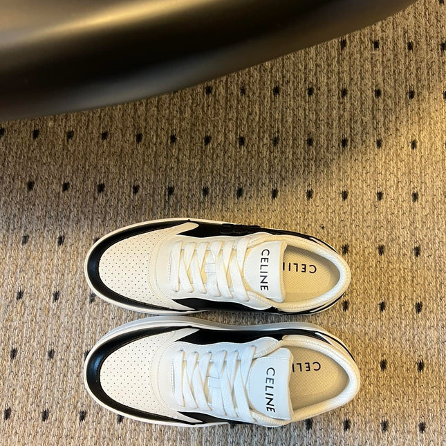 BLOCK SNEAKER WITH TRIOMPHE IN WHITE MIX BLACK CALFSKIN