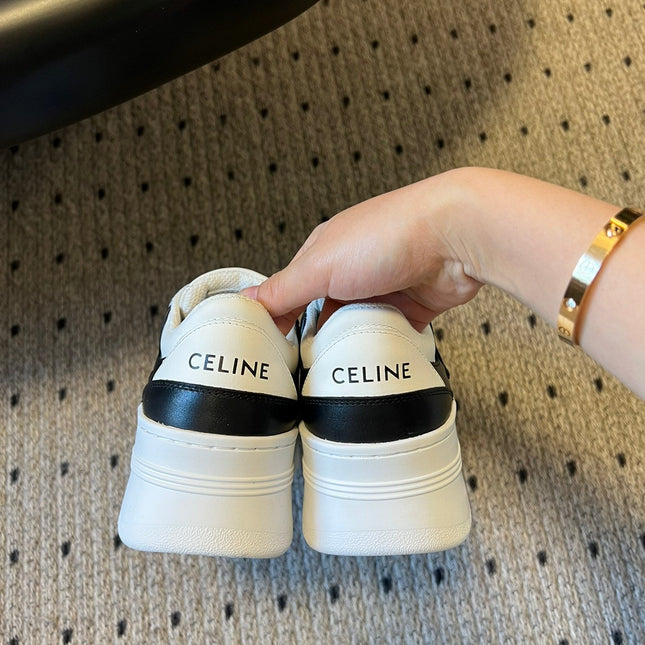 BLOCK SNEAKER WITH TRIOMPHE IN WHITE MIX BLACK CALFSKIN