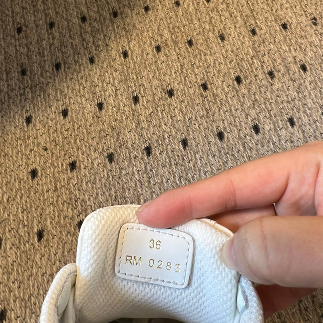 BLOCK SNEAKER WITH TRIOMPHE IN WHITE MIX SAND BROWN CALFSKIN