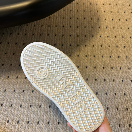 BLOCK SNEAKER WITH TRIOMPHE IN WHITE MIX SAND BROWN CALFSKIN