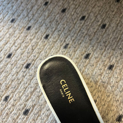 CLEMENCE MULE IN WHITE LAMBSKIN AND PATENT CALFSKIN