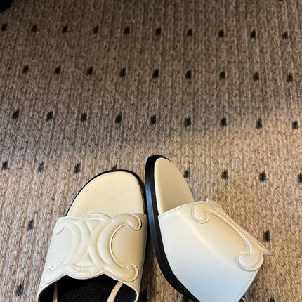 CLEMENCE MULE IN WHITE LAMBSKIN AND PATENT CALFSKIN