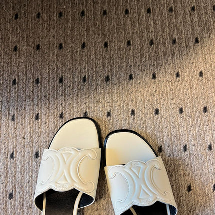 CLEMENCE MULE IN WHITE LAMBSKIN AND PATENT CALFSKIN