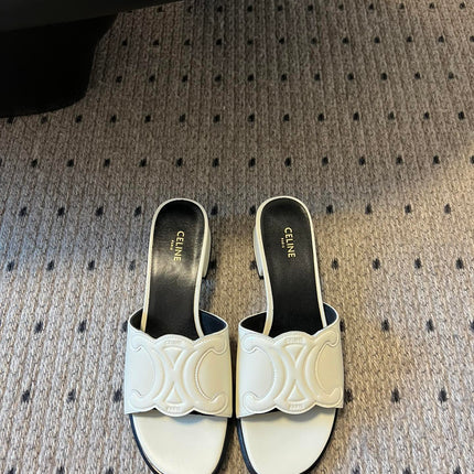 CLEMENCE MULE IN WHITE LAMBSKIN AND PATENT CALFSKIN