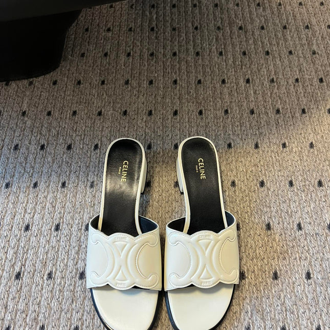 CLEMENCE MULE IN WHITE LAMBSKIN AND PATENT CALFSKIN