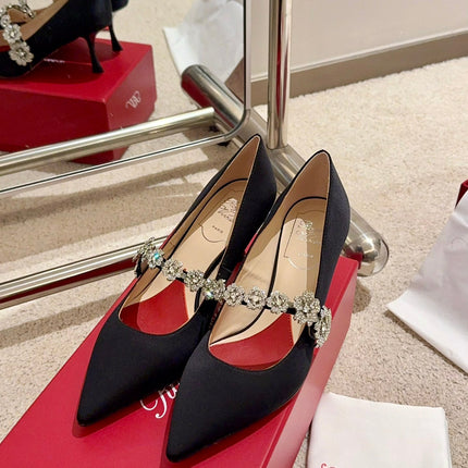 EFFLORESCENCE MARY JANE PUMPS IN BLACK SILK