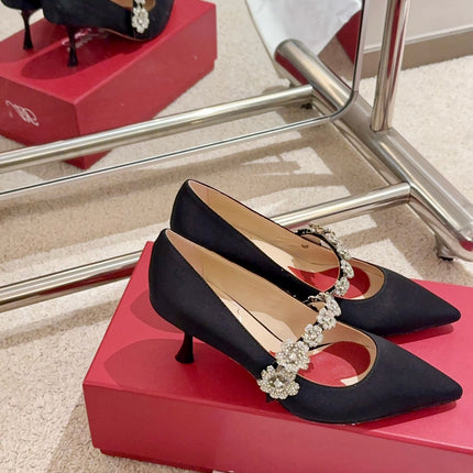 EFFLORESCENCE MARY JANE PUMPS IN BLACK SILK