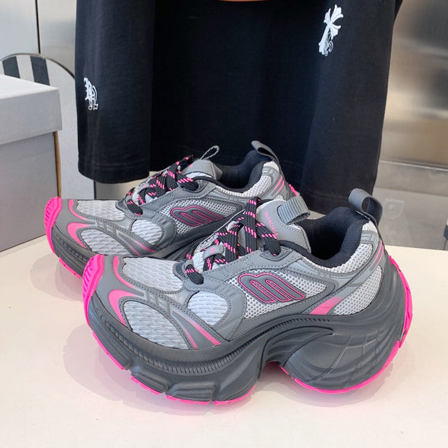 DAD SHOES IN GRAY MIX PINK MESH AND CALFSKIN