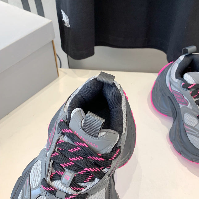 DAD SHOES IN GRAY MIX PINK MESH AND CALFSKIN