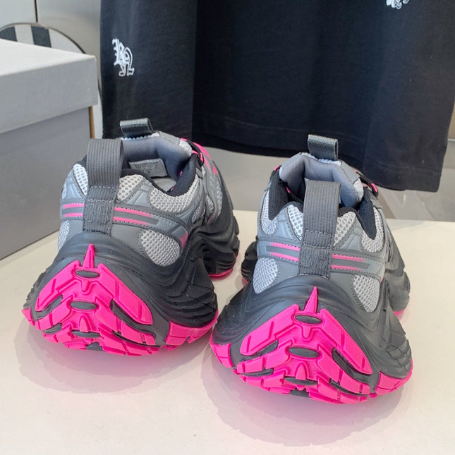 DAD SHOES IN GRAY MIX PINK MESH AND CALFSKIN