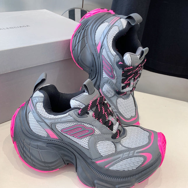 DAD SHOES IN GRAY MIX PINK MESH AND CALFSKIN