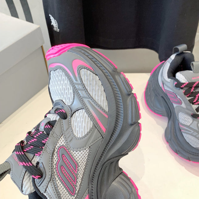 DAD SHOES IN GRAY MIX PINK MESH AND CALFSKIN