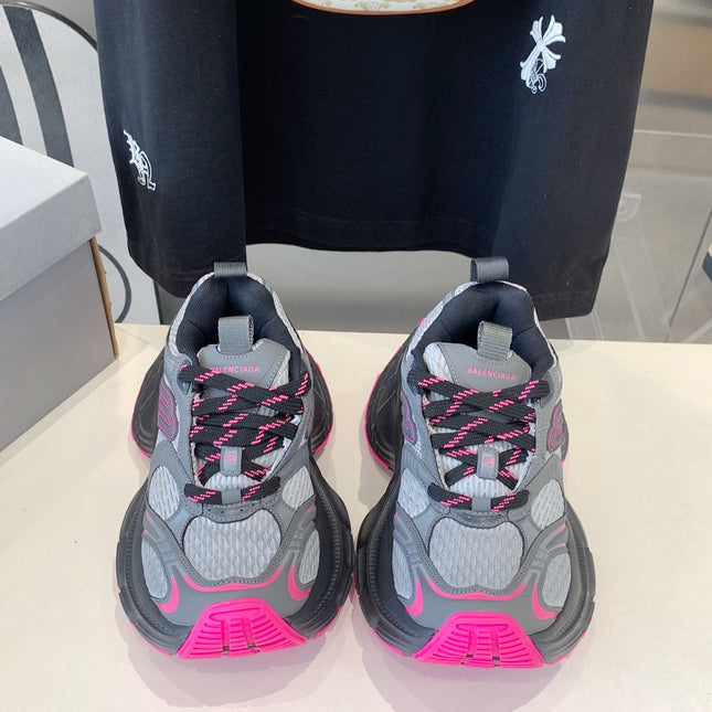 DAD SHOES IN GRAY MIX PINK MESH AND CALFSKIN