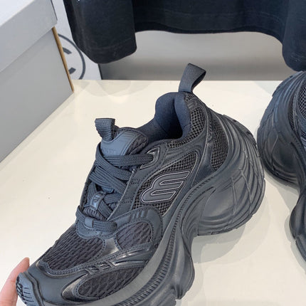 DAD SHOES IN BLACK MESH AND CALFSKIN