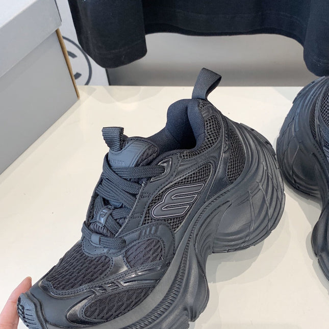 DAD SHOES IN BLACK MESH AND CALFSKIN