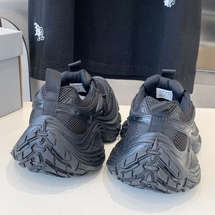 DAD SHOES IN BLACK MESH AND CALFSKIN