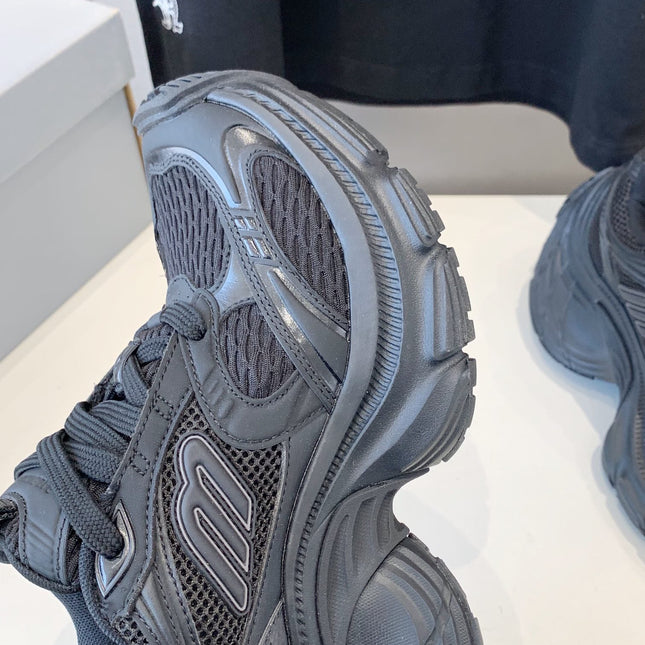 DAD SHOES IN BLACK MESH AND CALFSKIN