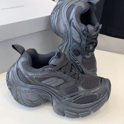 DAD SHOES IN BLACK MESH AND CALFSKIN