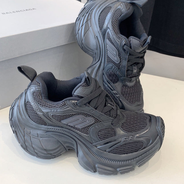 DAD SHOES IN BLACK MESH AND CALFSKIN