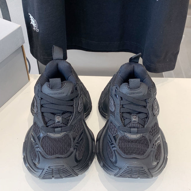 DAD SHOES IN BLACK MESH AND CALFSKIN