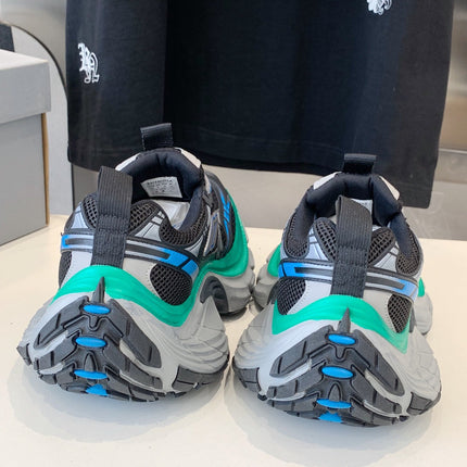 DAD SHOES IN GRAY MIX MINT GREEN AND BLUE MESH AND CALFSKIN