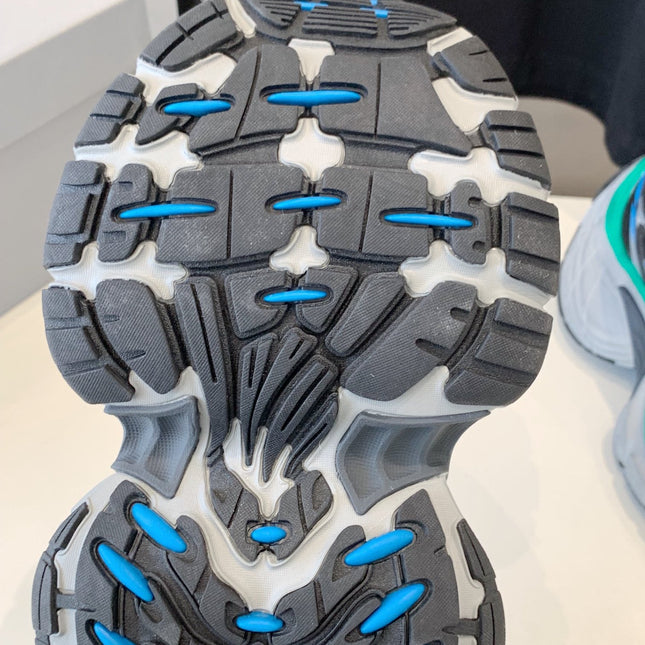 DAD SHOES IN GRAY MIX MINT GREEN AND BLUE MESH AND CALFSKIN