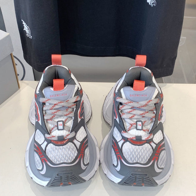 DAD SHOES IN GREY RED WHITE MESH AND CALFSKIN