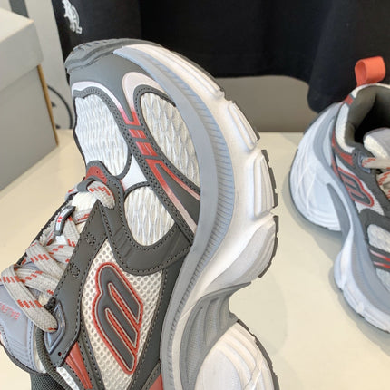 DAD SHOES IN GREY RED WHITE MESH AND CALFSKIN