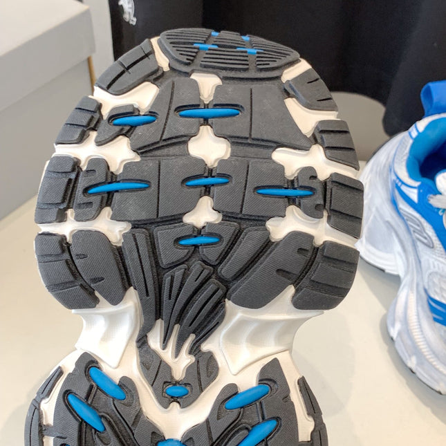 DAD SHOES IN WHITE MIX BLUE MESH AND CALFSKIN