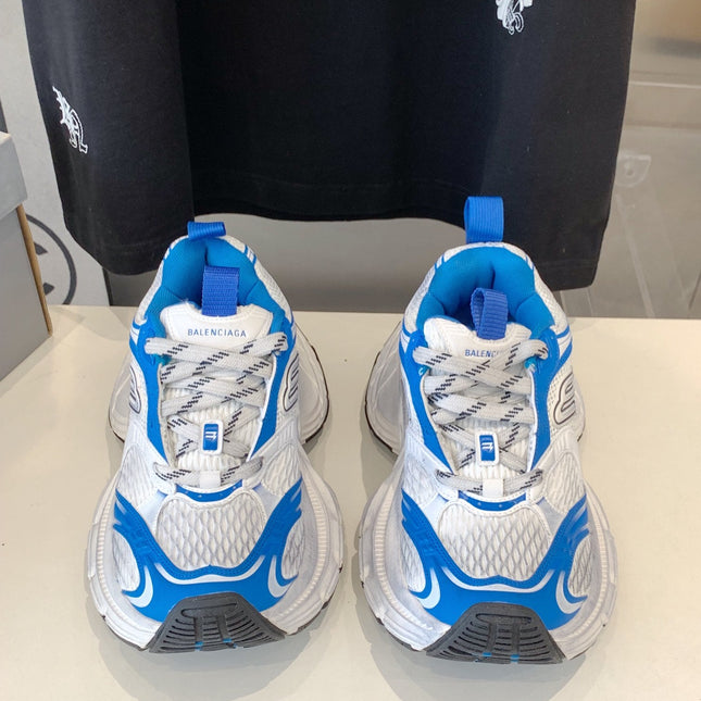 DAD SHOES IN WHITE MIX BLUE MESH AND CALFSKIN