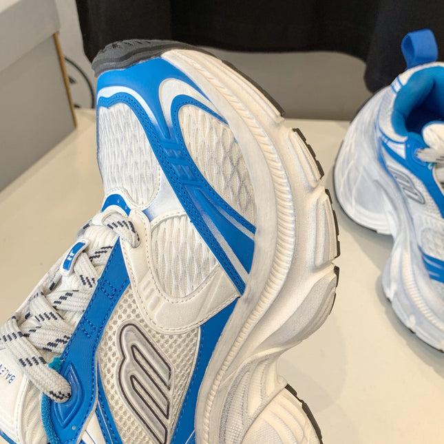 DAD SHOES IN WHITE MIX BLUE MESH AND CALFSKIN