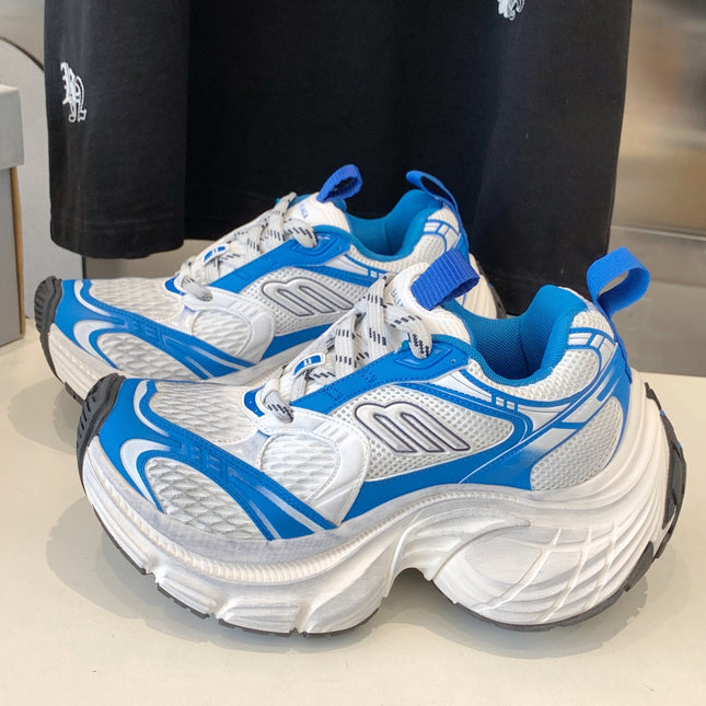 DAD SHOES IN WHITE MIX BLUE MESH AND CALFSKIN