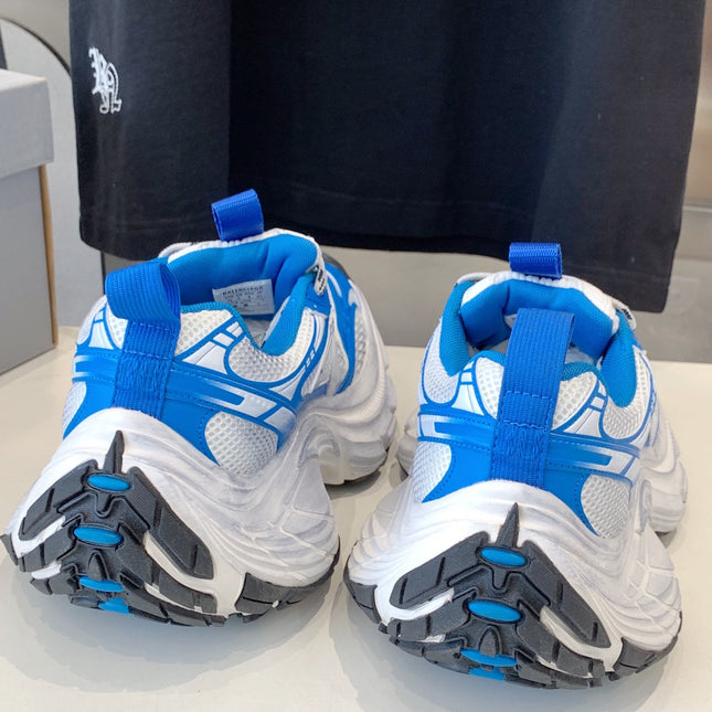 DAD SHOES IN WHITE MIX BLUE MESH AND CALFSKIN