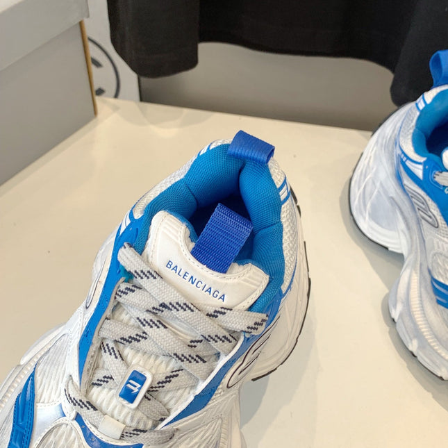 DAD SHOES IN WHITE MIX BLUE MESH AND CALFSKIN